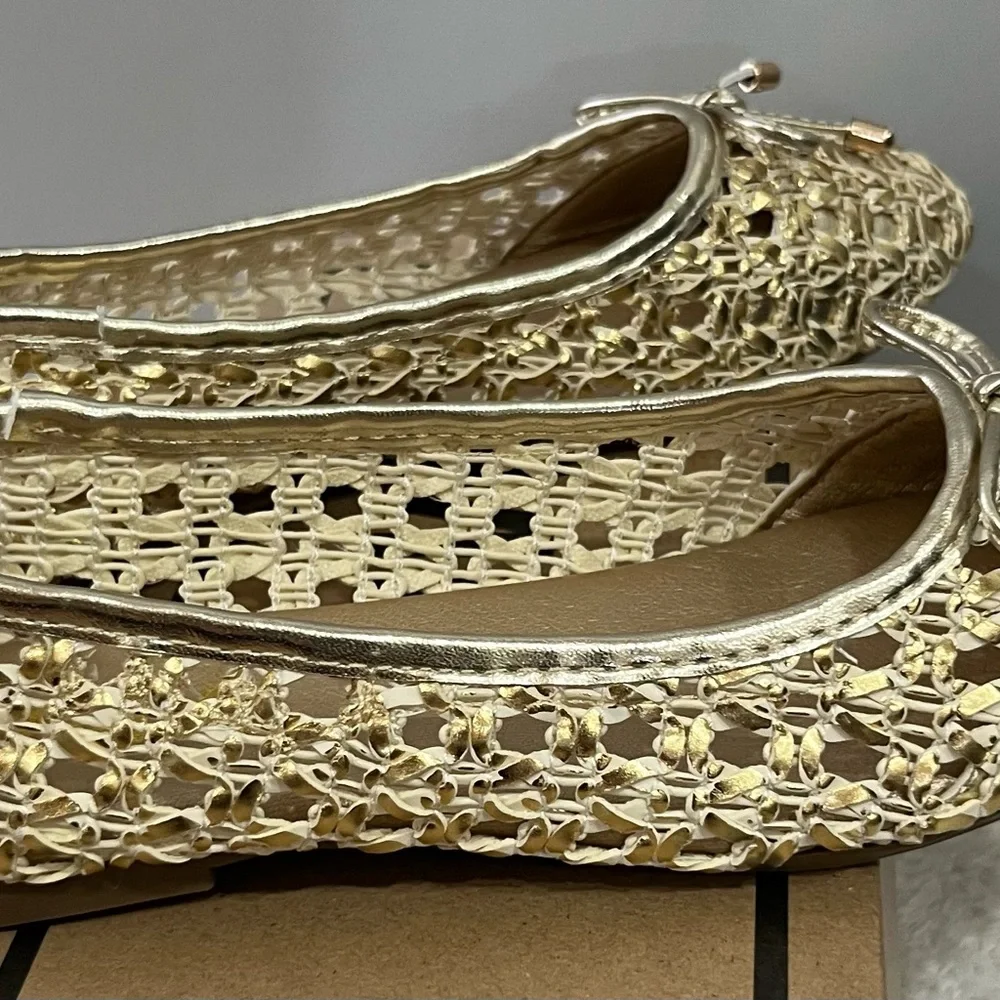 MIA Gold Metallic Woven Flats Girl’s shoes